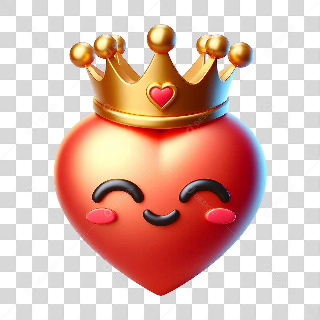 Elemento 3D Coração Emoji PNG Transparente