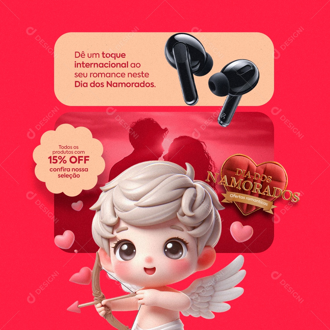 Valentine's Day Romantic Offers Imported Gifts Social Media Headset Editable PSD