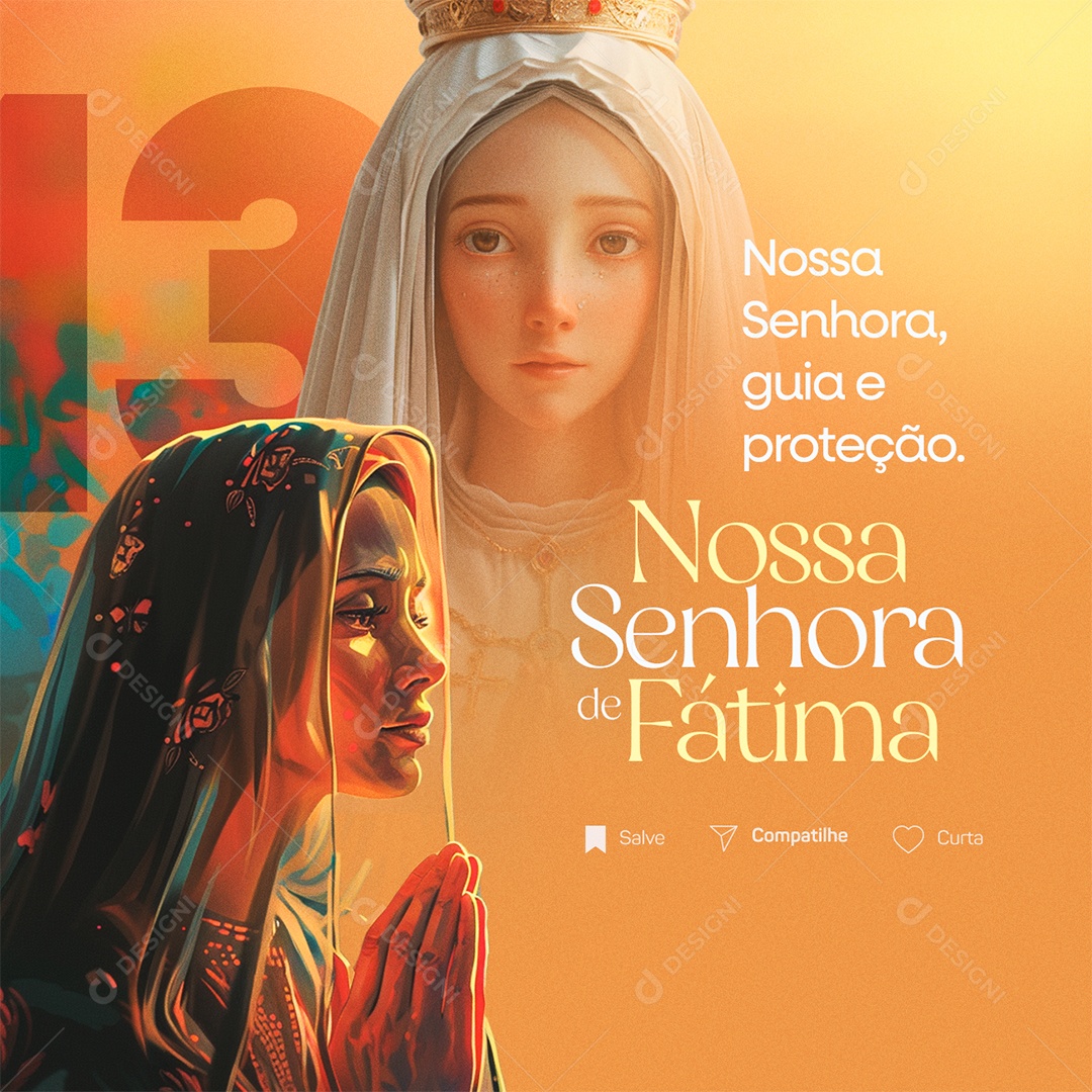 Dia de Nossa Senhora de Fátima 13 de Maio Guia e Proteção Social Media PSD Editável