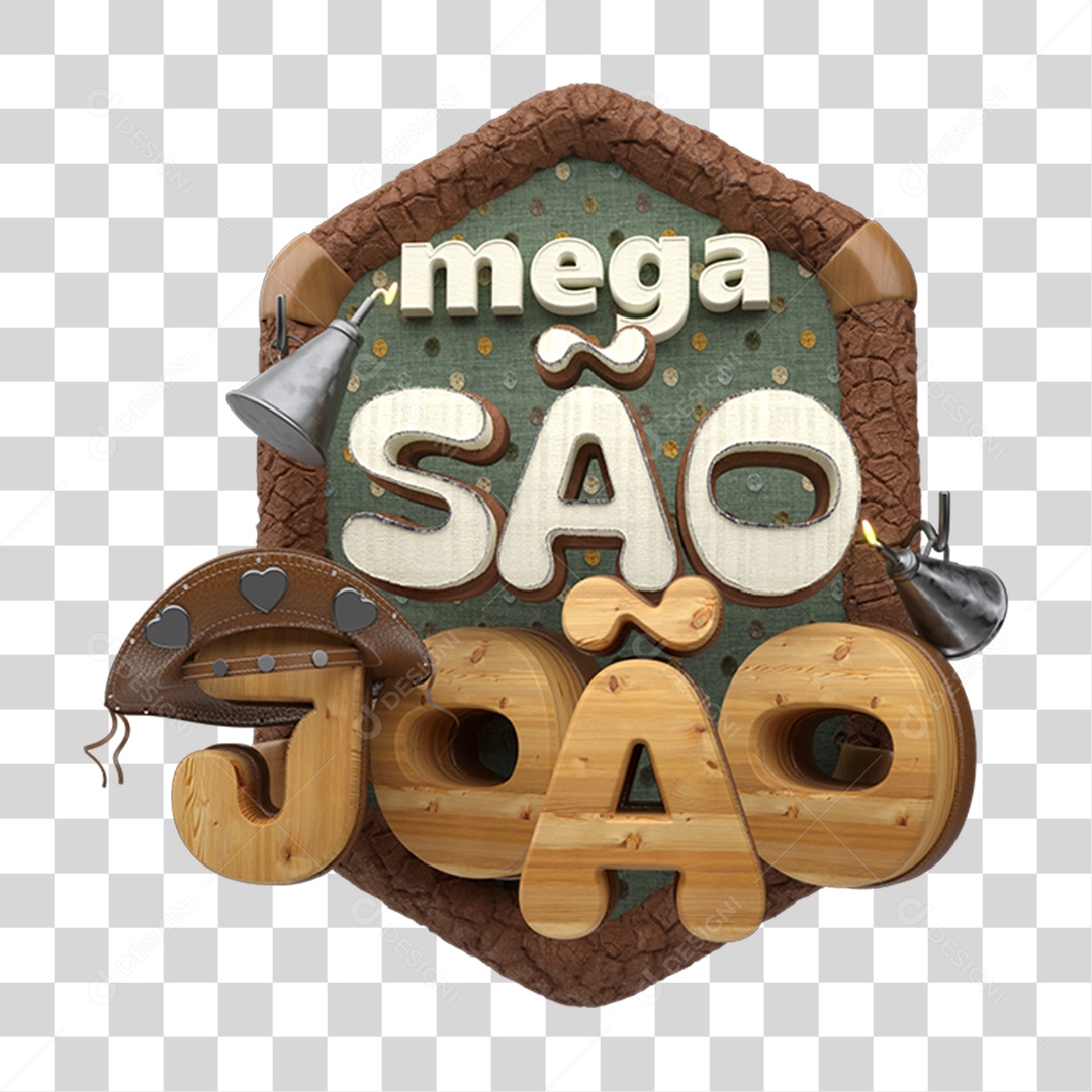 Selo 3D Mega São João PNG Transparente