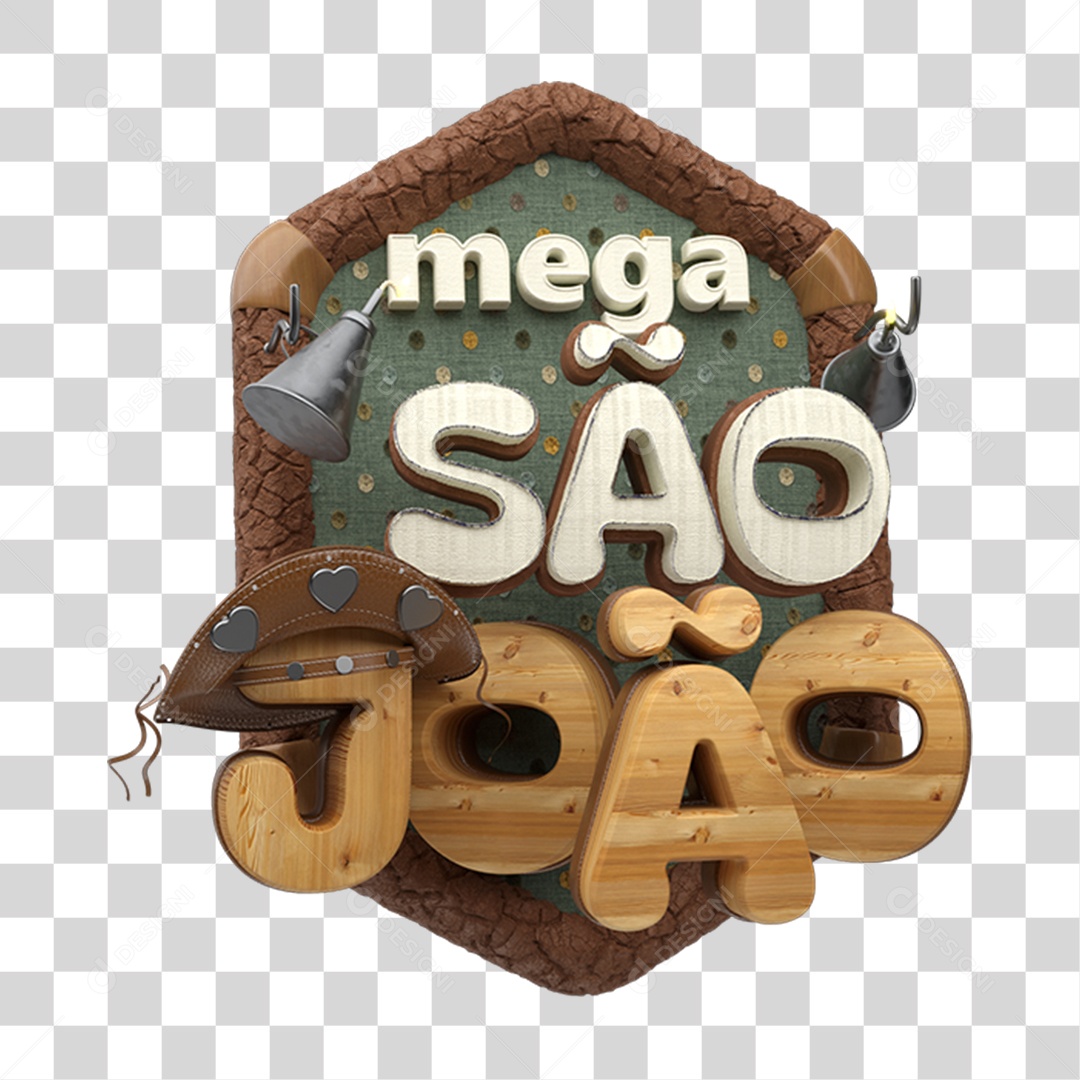 Selo 3D Mega São João PNG Transparente