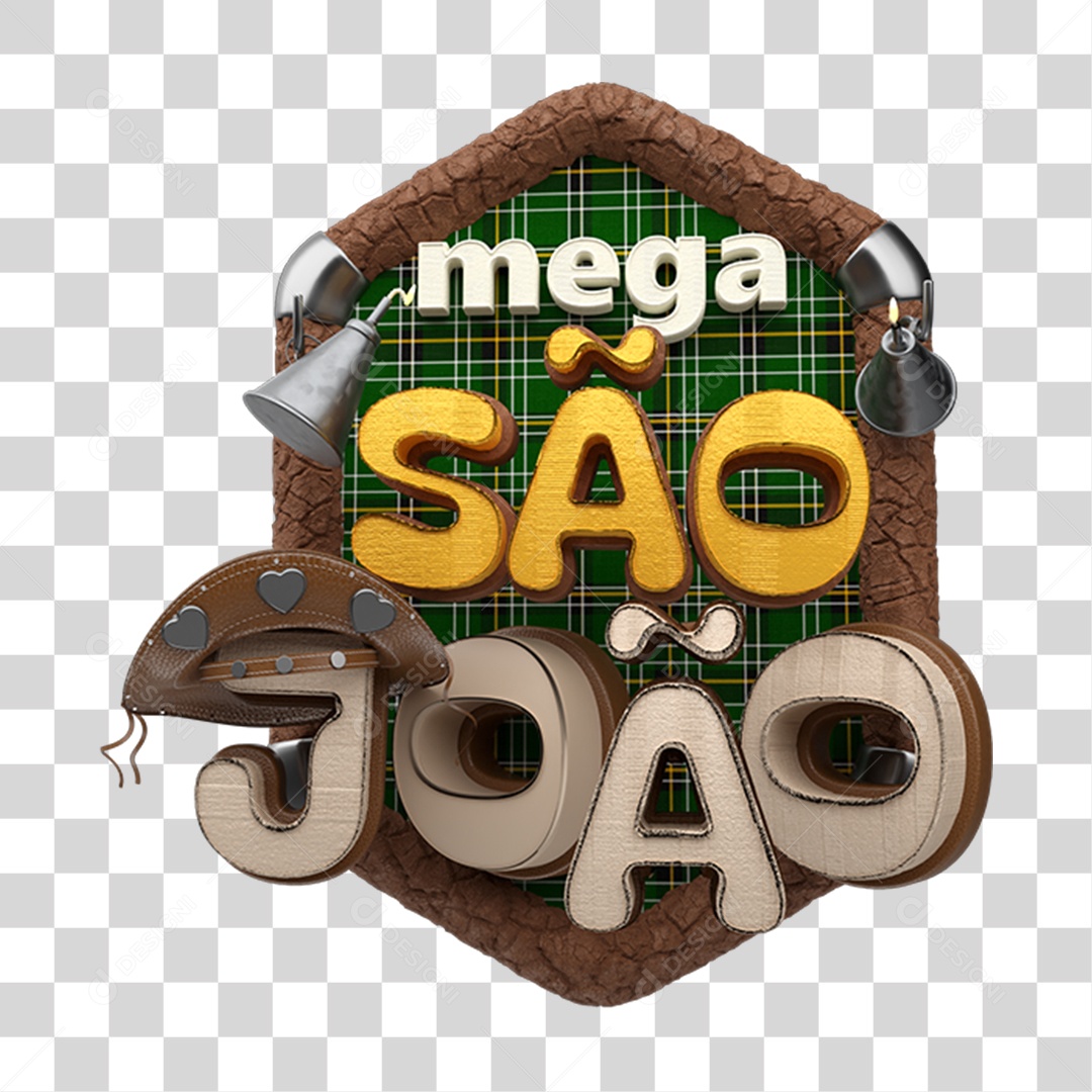 Selo 3D Mega São João PNG Transparente