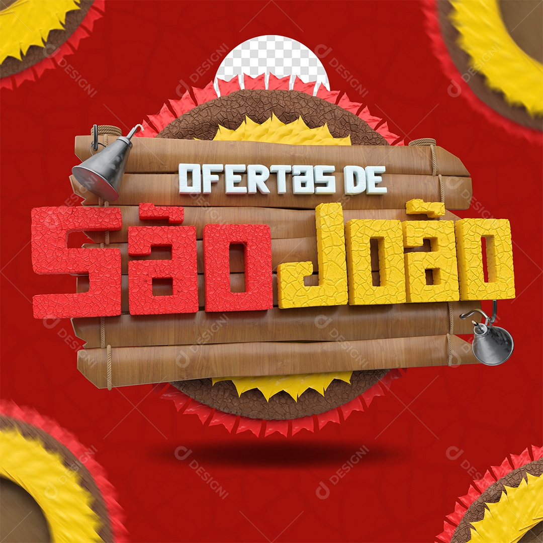 Selo 3D Ofertas de São João Colorido para Composição PSD