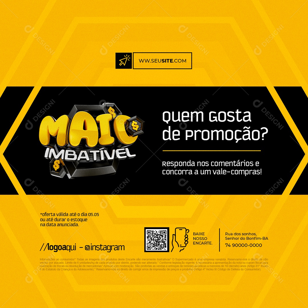 Supermercado Maio Imbatível Quem Gosta de Promoção Social Media PSD Editável