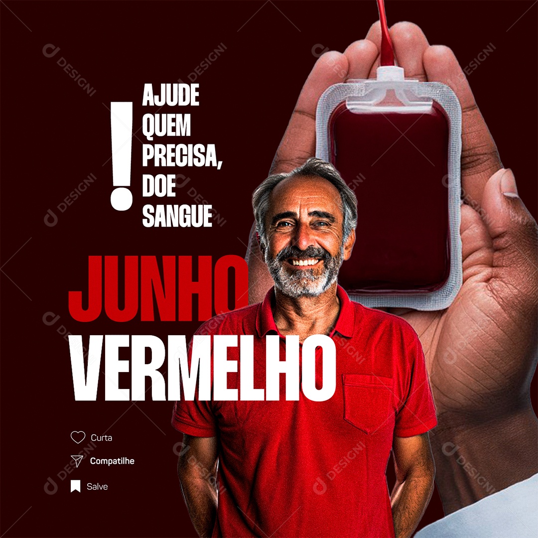 Junho Vermelho Ajude Quem Precisa Doe Sangue Social Media PSD Editável