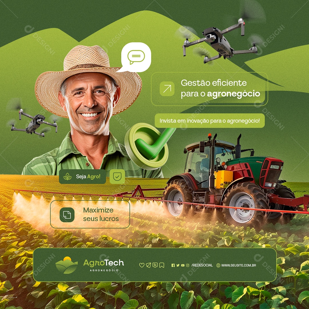 Social Media Agro Tech Gestão Eficiente para o Agronegócio PSD Editável