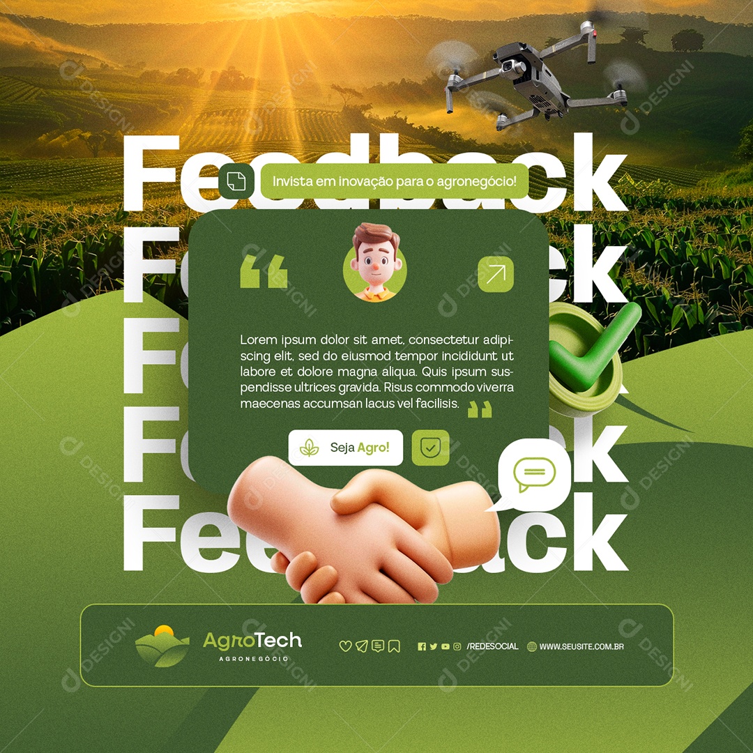 Agronegócio Agro Tech Feedback Social Media PSD Editáve