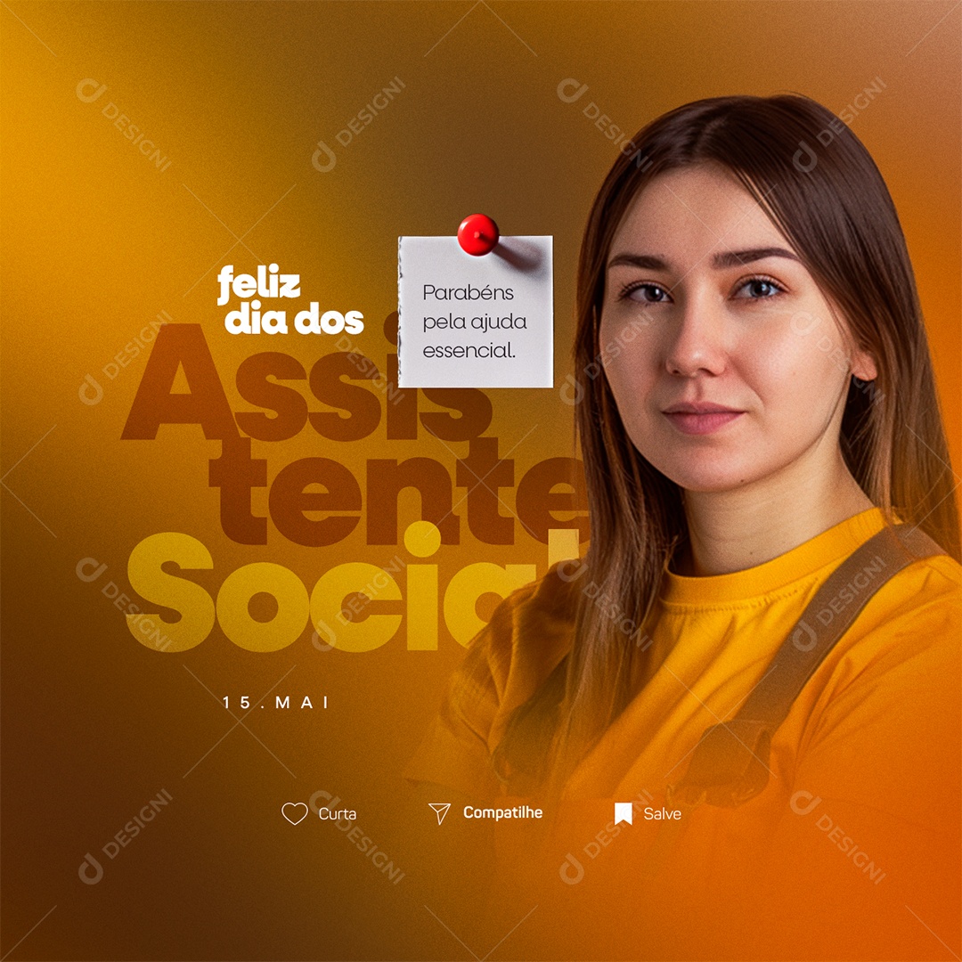 Feliz Dia dos Assistente Social 15 de Maio Parabéns Pela Ajuda Social Media PSD Editável