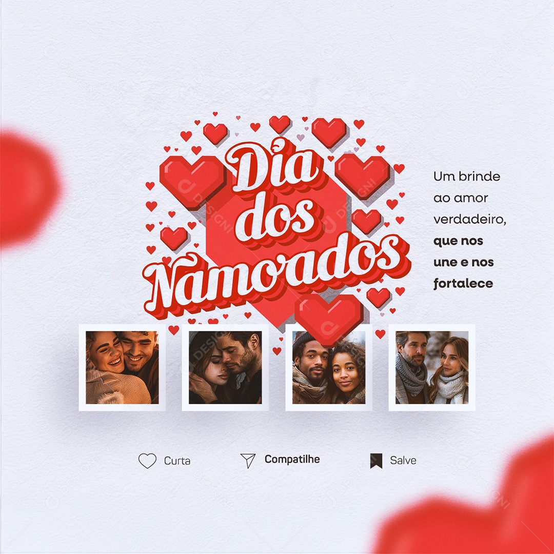 Dia dos Namorados 12 de Junho Um Brinde ao Amor Verdadeiro Social Media PSD Editável