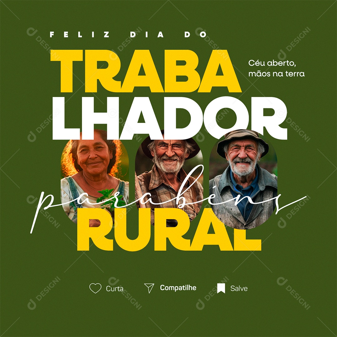 Feliz Dia do Trabalhador Rural 25 de Maio Parabéns Social Media PSD Editável