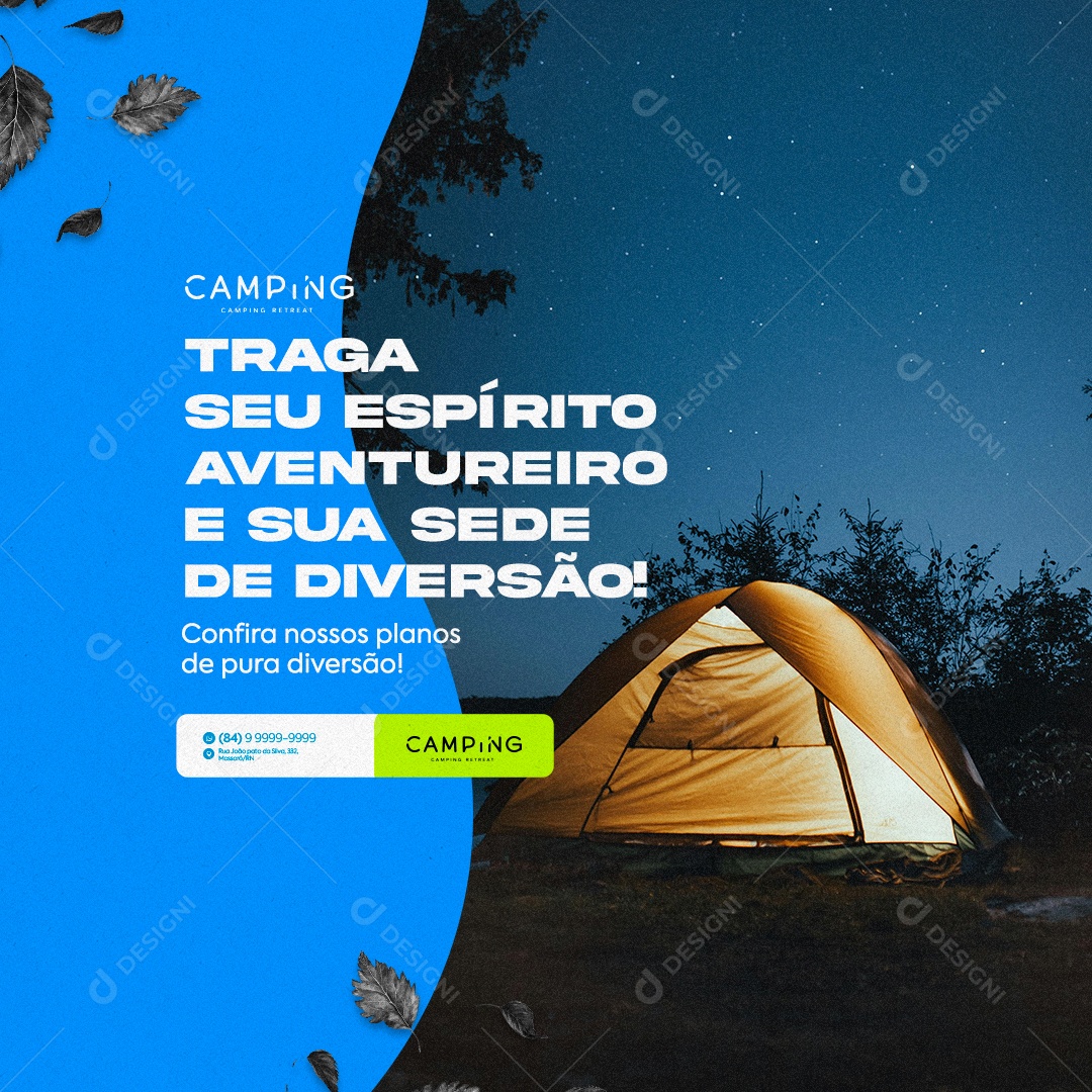 Acampamento Traga seu Espírito Aventureiro Social Media PSD Editável