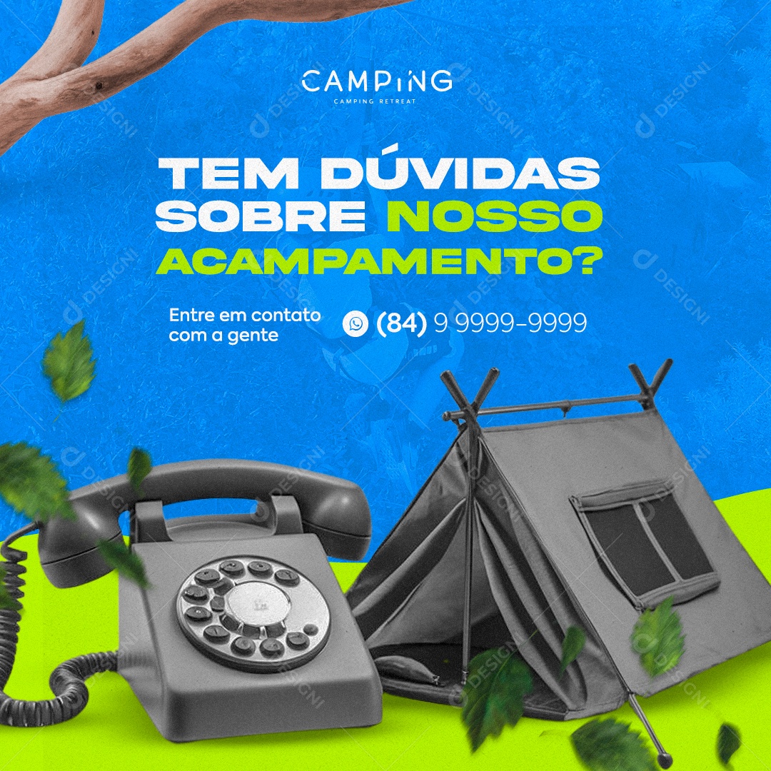 Social Media Tem Dúvidas Sobre Nosso Acampamento PSD Editável