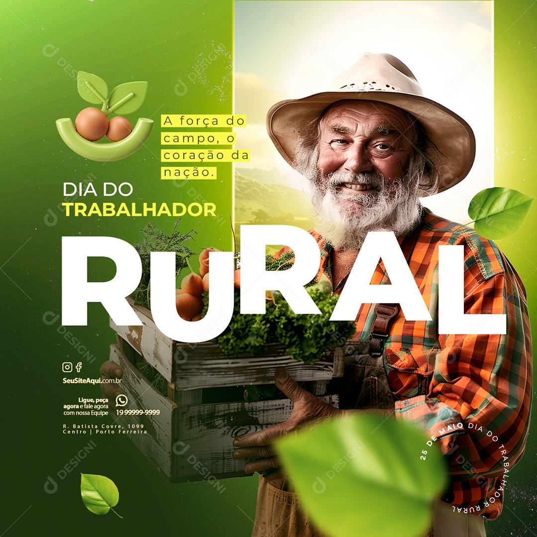 Social Media Dia do Trabalhador Rural 25 de Maio A Força do Campo PSD Editável