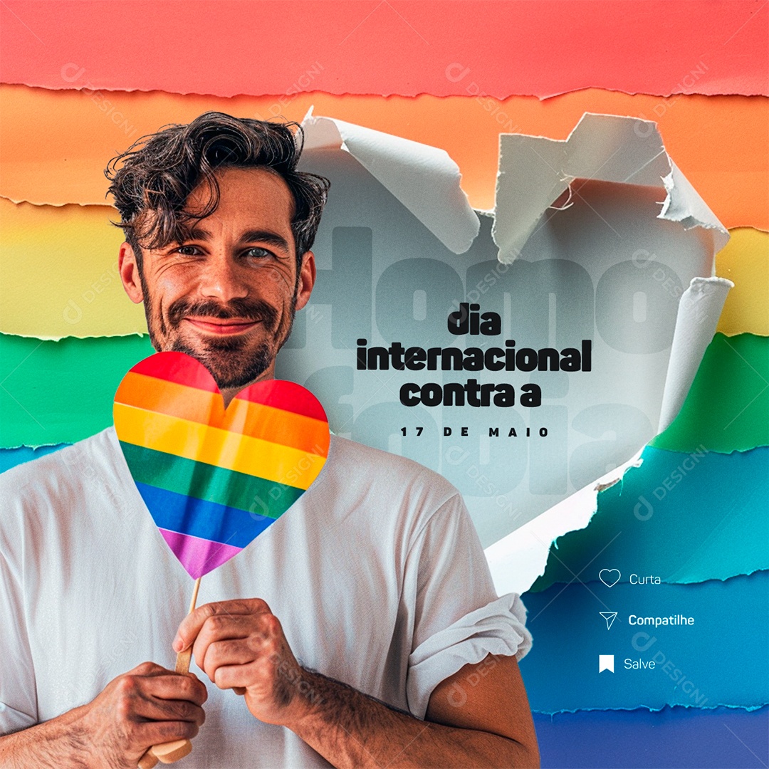 Dia Internacional Contra a Homofobia 17 de Maio Social Media PSD Editável