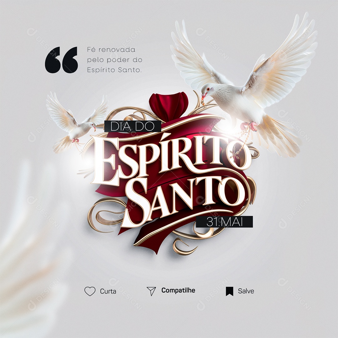 Dia do Espirito Santo 31 de Maio Fé Renovada Social Media PSD Editável