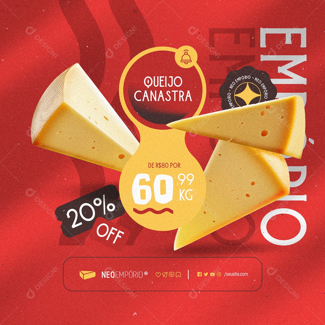 Empório Queijo 20% Off Queijo Canastra Social Media PSD Editável