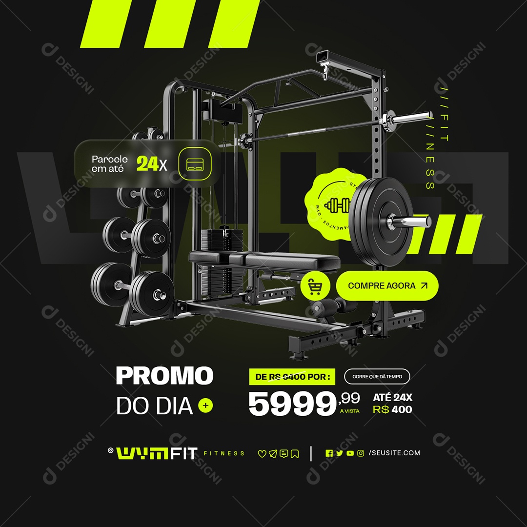 Loja de Equipamentos de Academia Promo do Dia Compre Agora Social Media PSD Editável