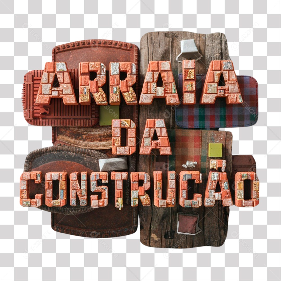 Arraia da Construção Selo 3D para Composição PNG Transparente