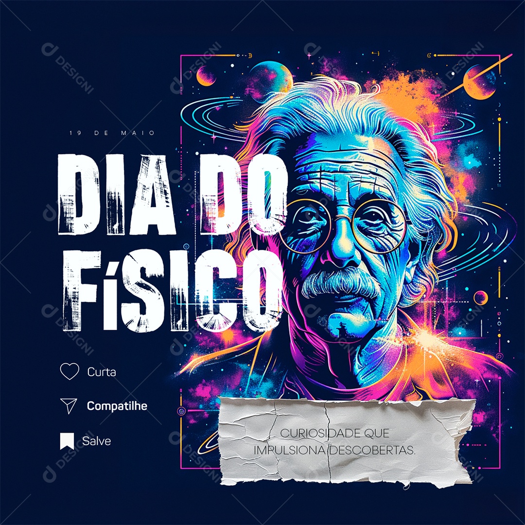 Dia do Físico 19 de Maio Curiosidade que Impulsiona Social Media PSD Editável