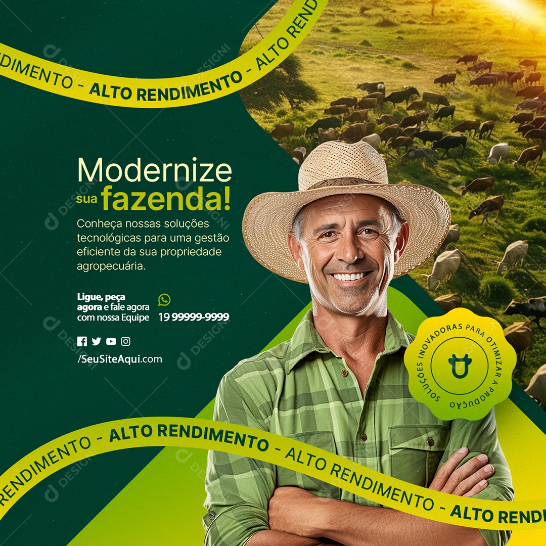 Agribusiness Modernize Your Farm Social Media Editable PSD