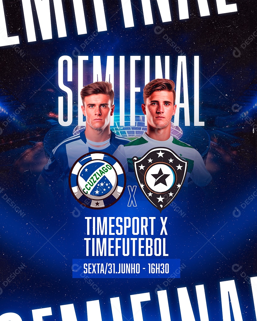 Jogo de Futebol Semifinal Time Sport x Time Futebol Social Media PSD Editável