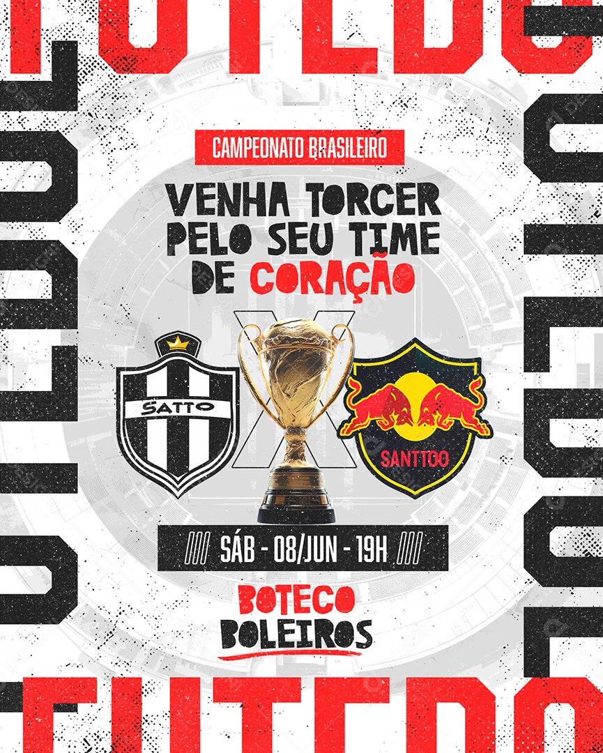 Futebol Campeonato Brasileiro Venha Torcer Satto vs Santtoo Social Media PSD Editável