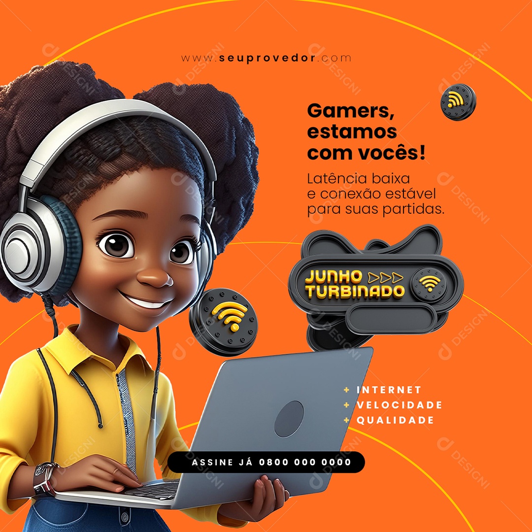 Junho Turbinado Gamers Estamos com Vocês Social Media PSD Editável