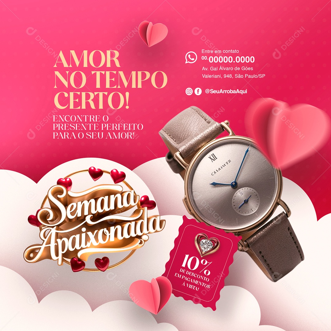 Week of Lovers Perfumery Watchmaking Perfect Gift Social Media PSD Editable Watch