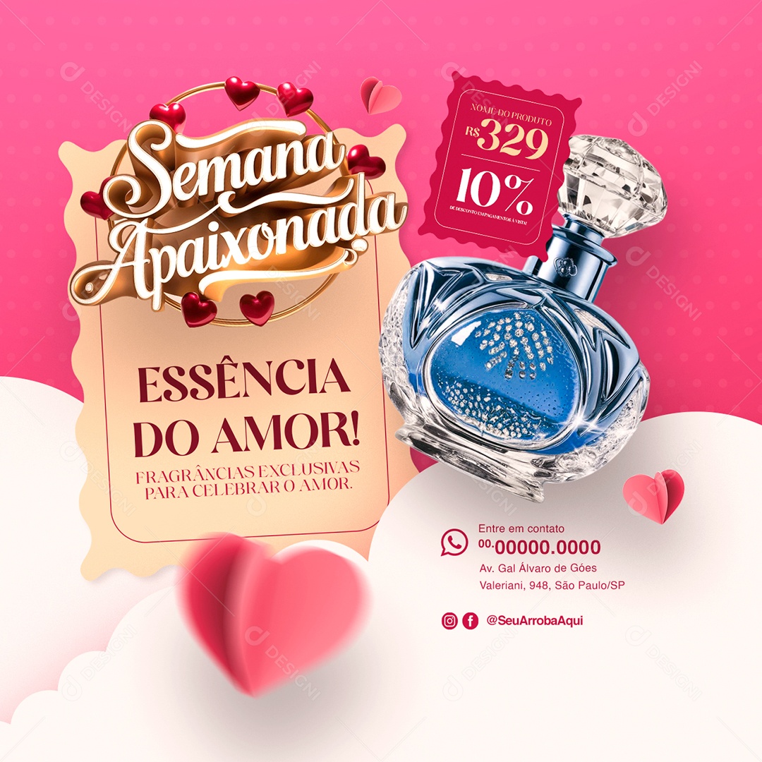 Semana dos Apaixonados Perfumaria Relojoaria Essência do Amor Social Media PSD Editável