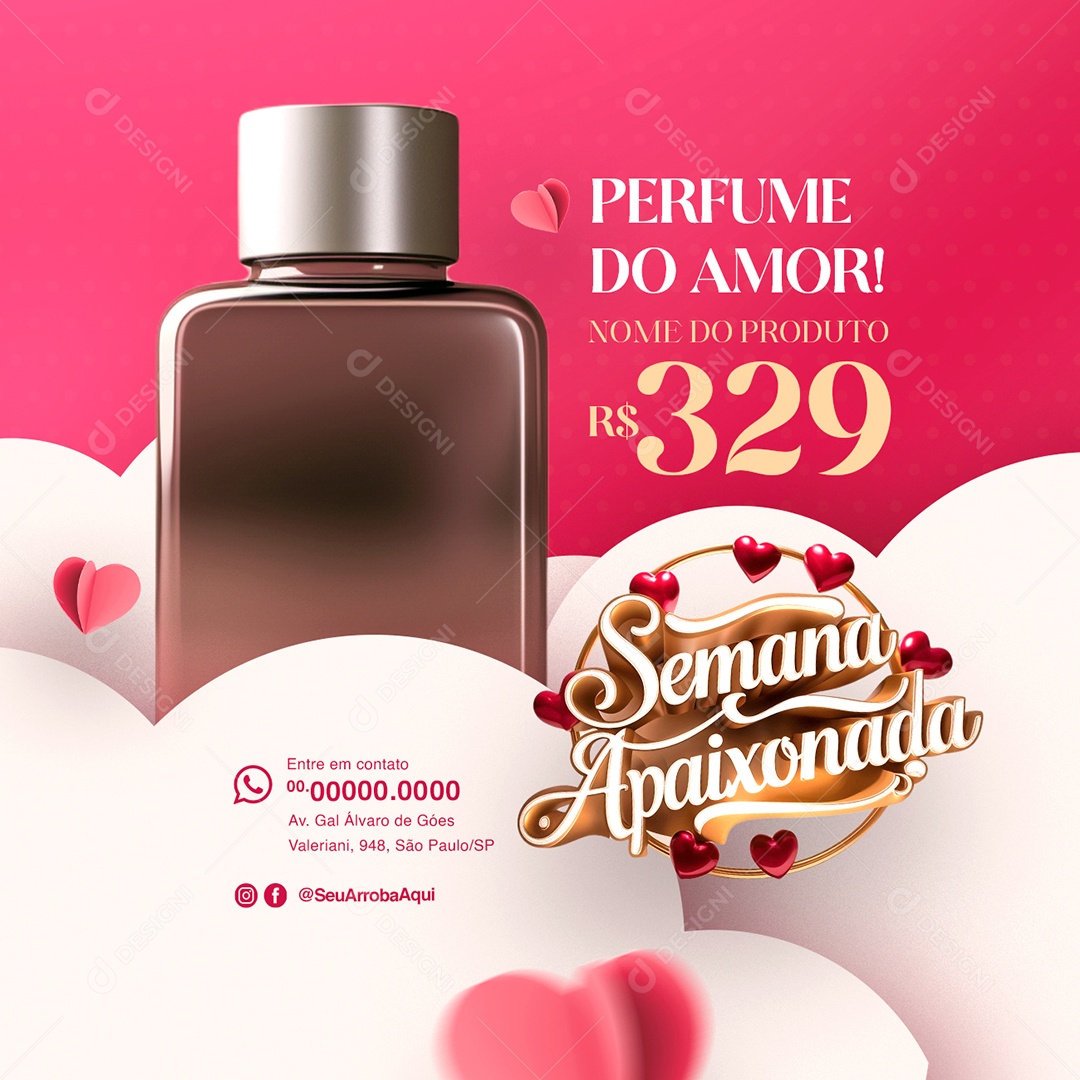 Semana dos Apaixonados Perfumaria Relojoaria Perfume do Amor Social Media PSD Editável