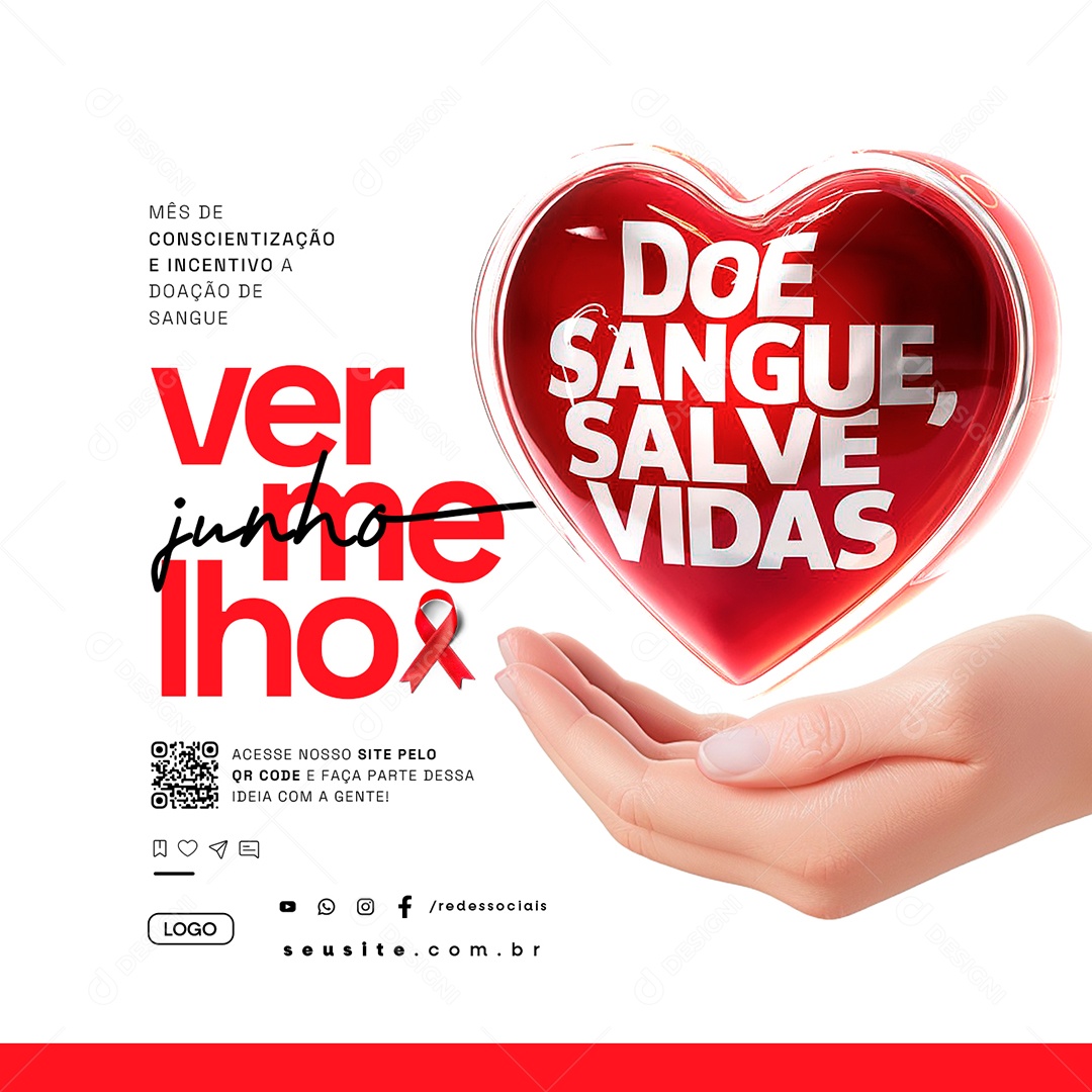 Junho Vermelho Doe Sangue Salve Vidas Social Media PSD Editável