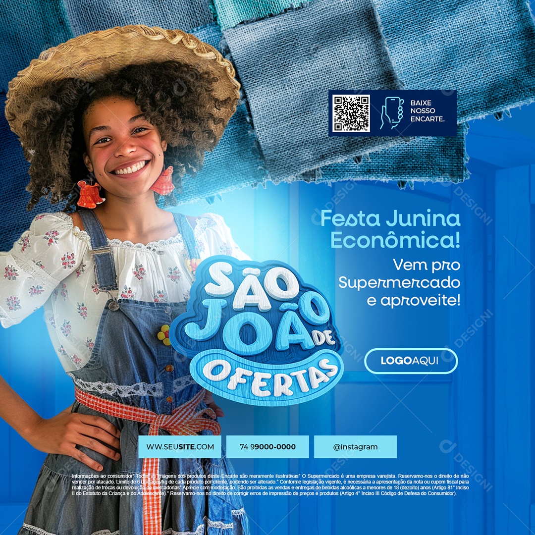 São João de Ofertas Supermercado Festa Junina Econômica Social Media