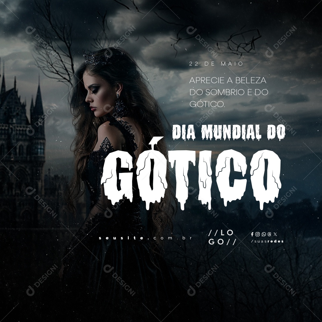 World Gothic Day May 22 Appreciate the Beauty of the Dark Social Media Editable PSD