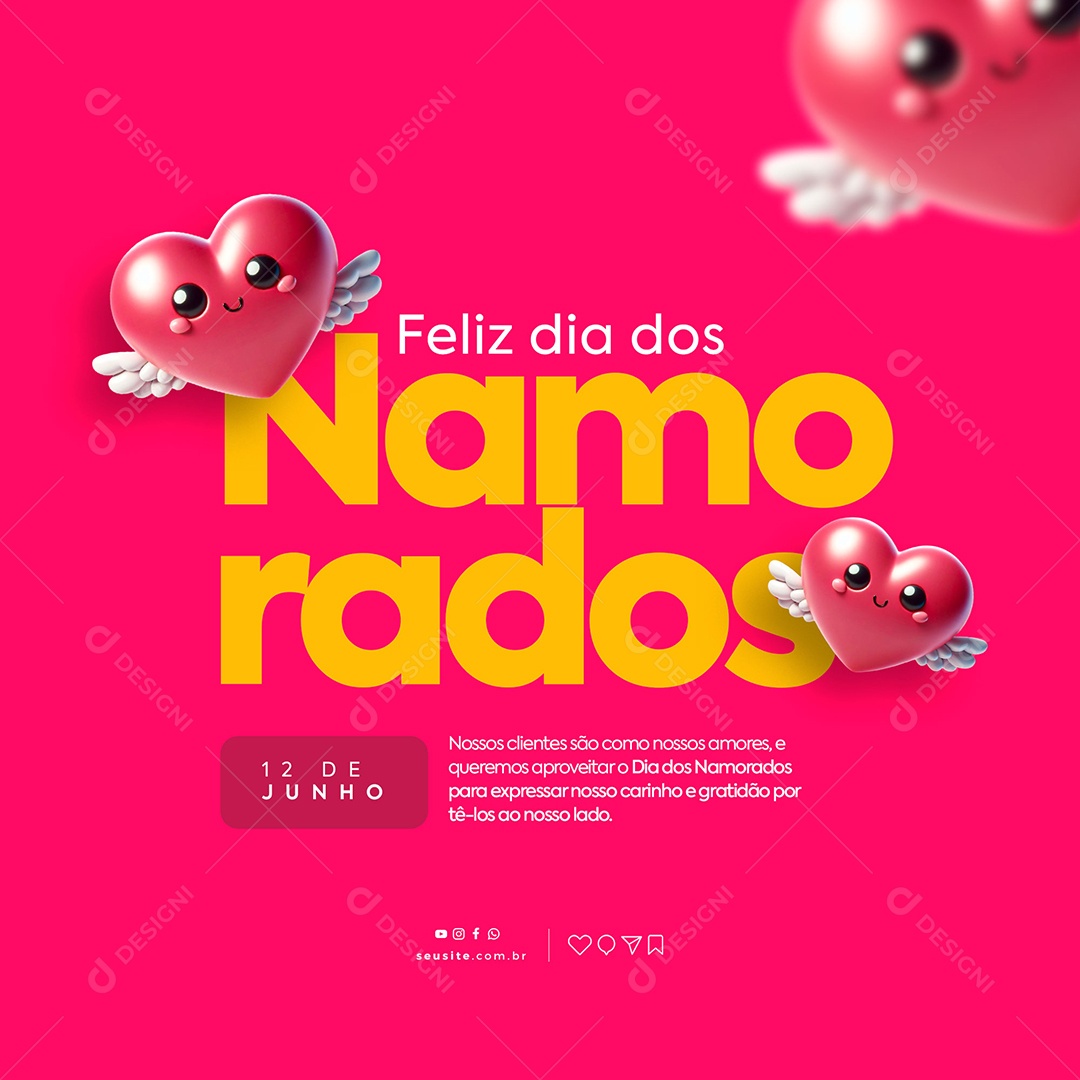 Feliz Dia dos Namorados 12 de Junho Expressar nosso Carinho Social Media PSD Editável