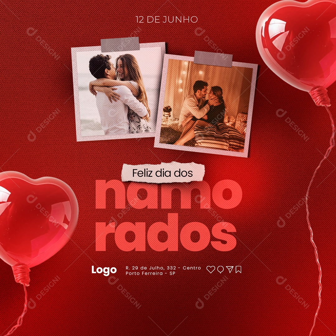 Feliz Dia dos Namorados 12 de Junho Social Media PSD Editável