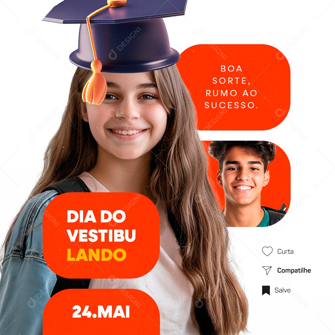 Dia do Vestibulando 24 de Maio Boa Sorte Rumo ao Sucesso Social Media PSD Editável