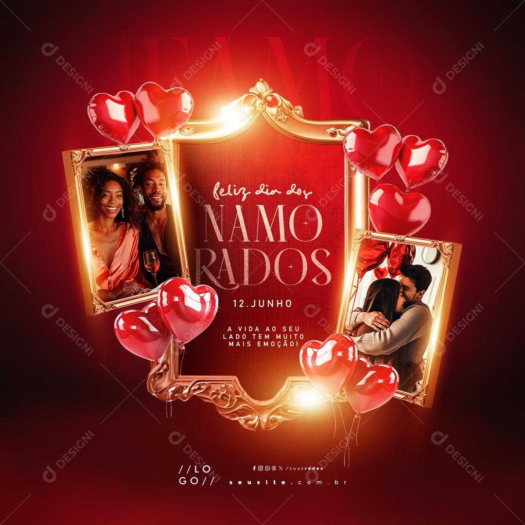 Happy Valentine's Day June 12th I Love You Social Media PSD Editable