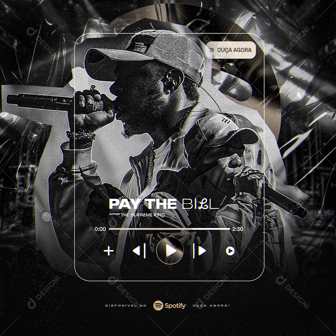 Ouça Agora Disponível no Spotify Pay The Social Media PSD Editável