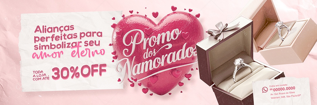 Banner Promo dos Namorados Joalheria Alianças Perfeitas Social Media PSD Editável