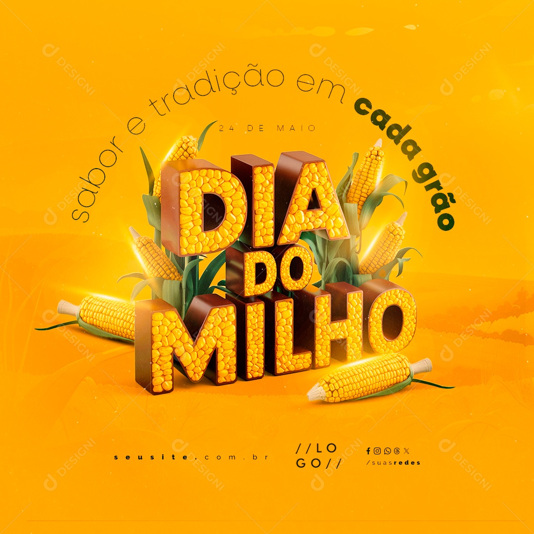 Dia do Milho 24 De Maio Sabor e Tradição em Cada Grão Social Media PSD Editável