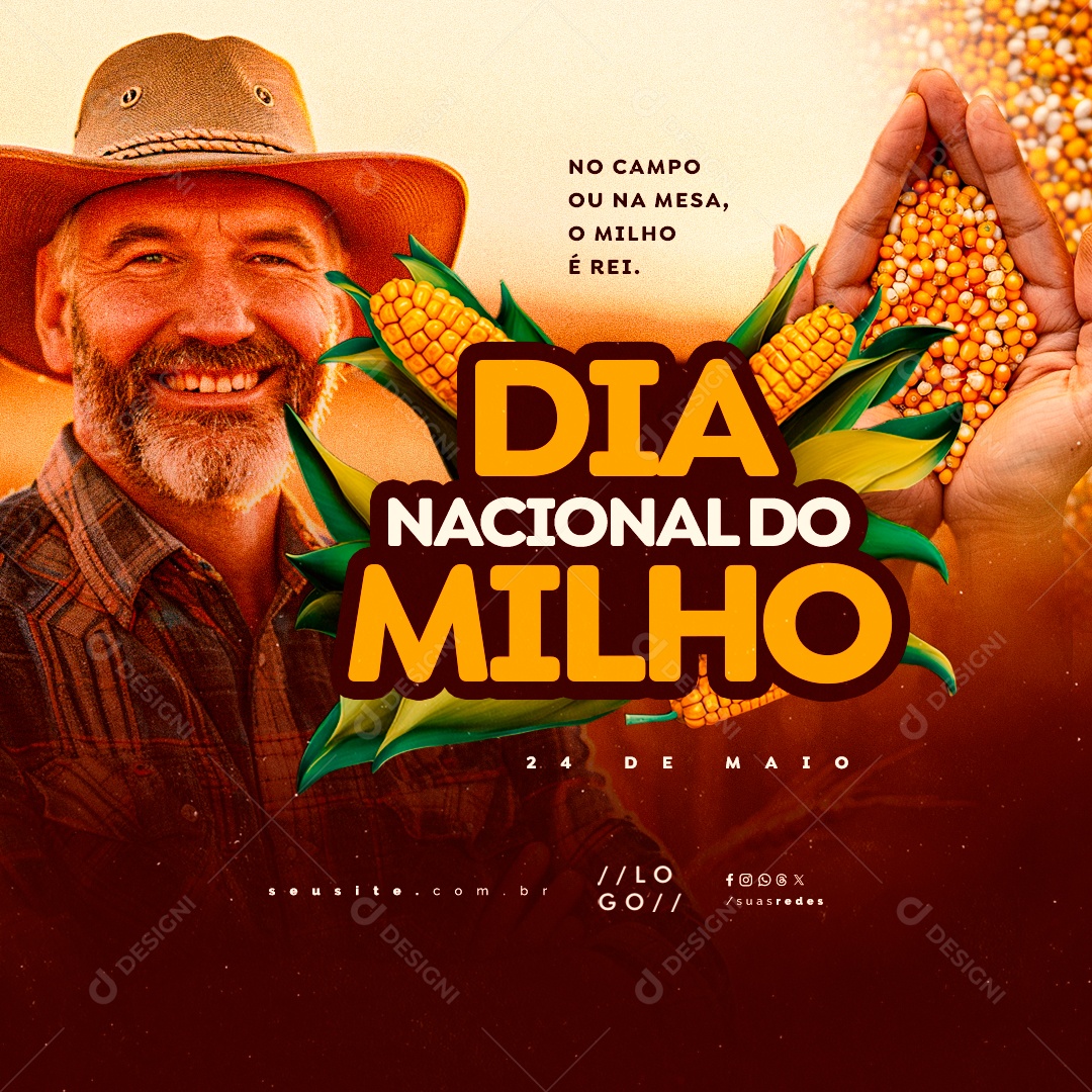 Dia Nacional do Milho 24 De Maio no Campo ou Na Mesa Social Media PSD Editável