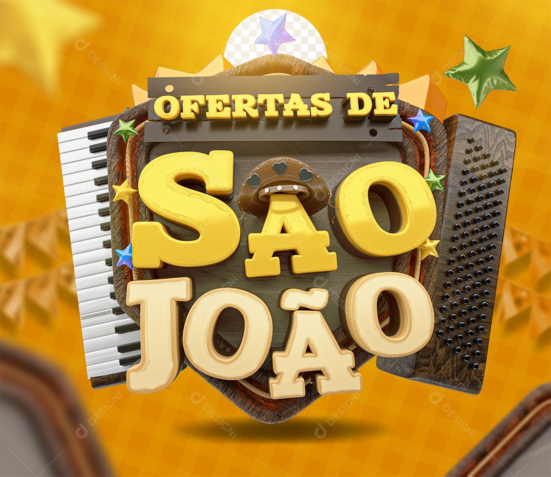 Ofertas de São João Selo 3D para Composição PSD