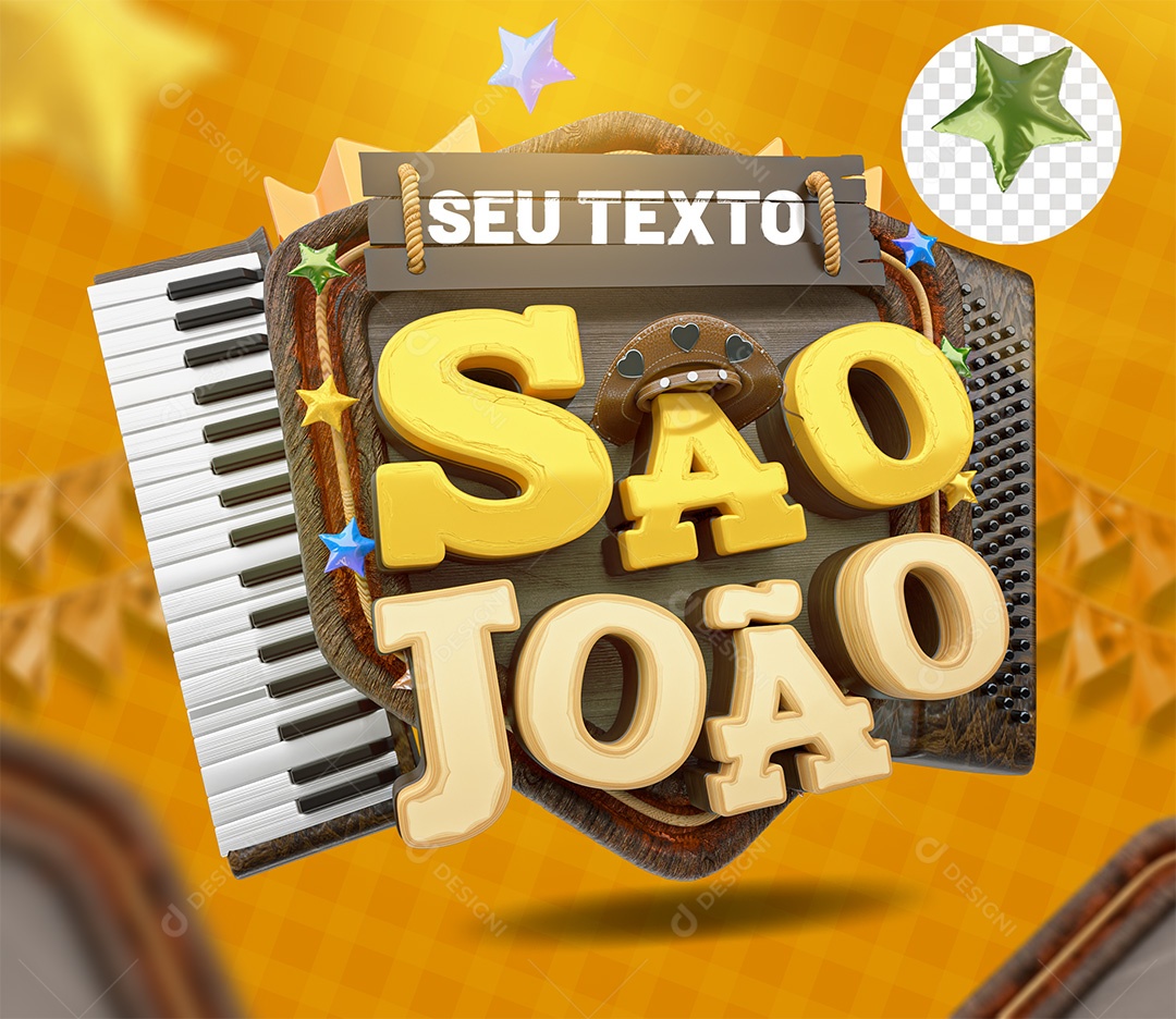 São João Selo 3D para Composição PSD