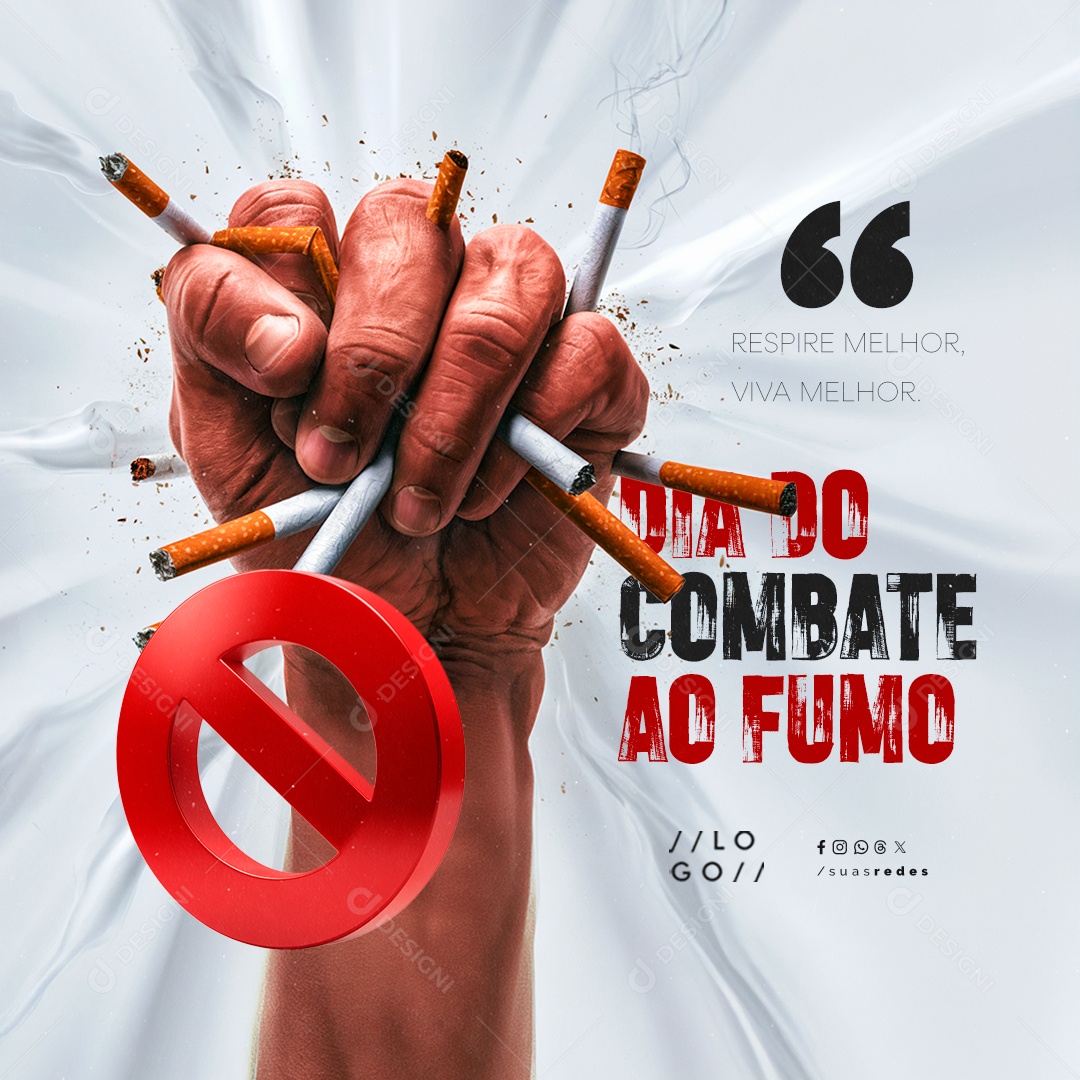 Dia Mundial de Combate ao Fumo 31 de Maio Respire Melhor Social Media PSD Editável