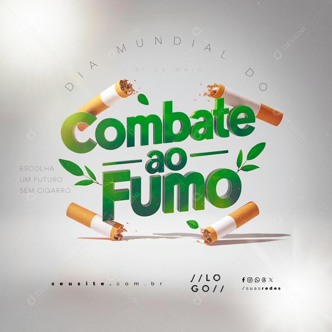 Dia Mundial de Combate ao Fumo 31 de Maio Social Media PSD Editável