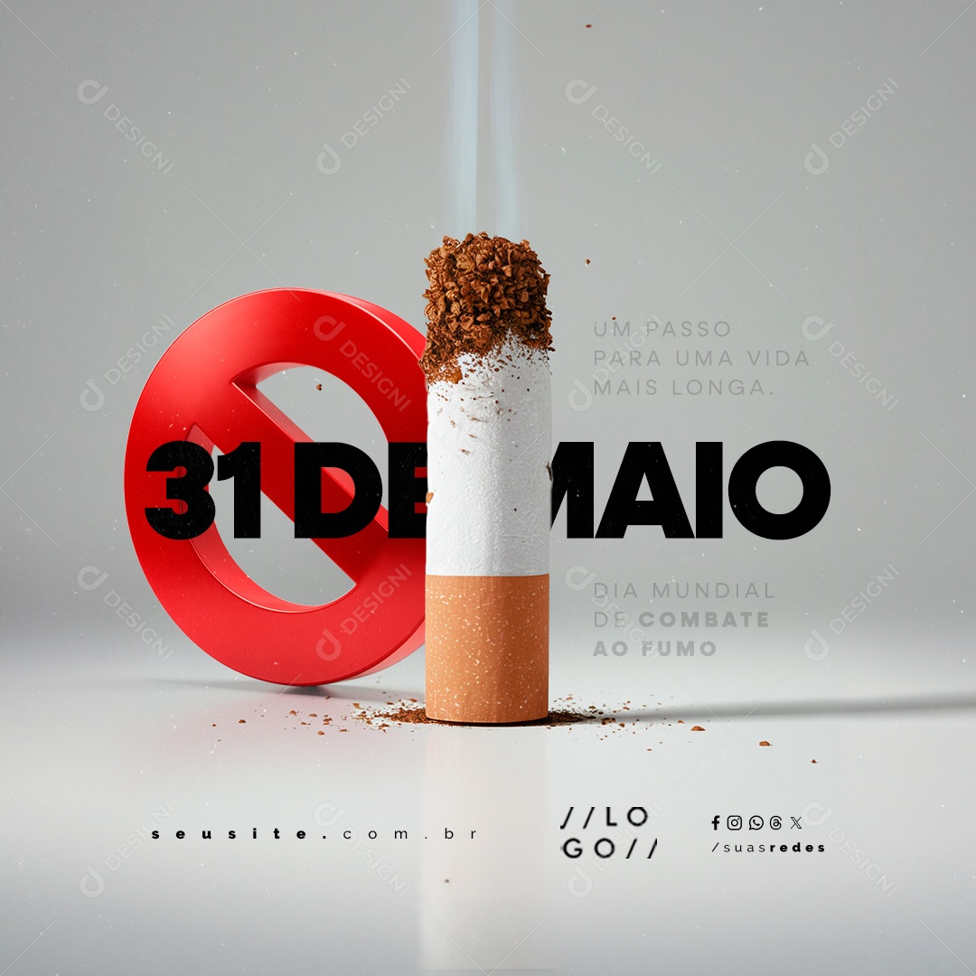 World Anti-Smoking Day May 31: A Step Towards a Longer Life Social Media PSD Editable