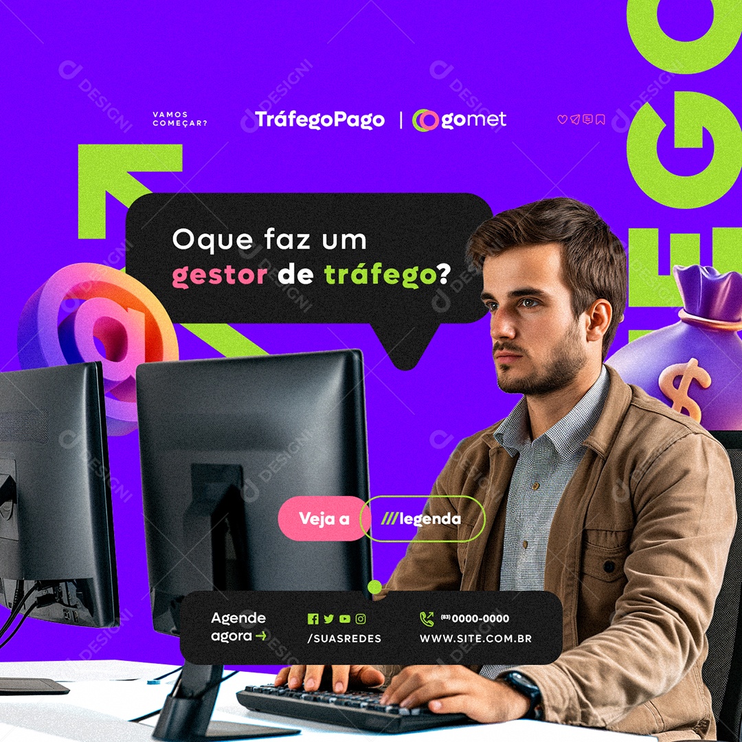 Tráfego Pago Oque Faz um Gesto de Tráfego Social Media PSD Editável