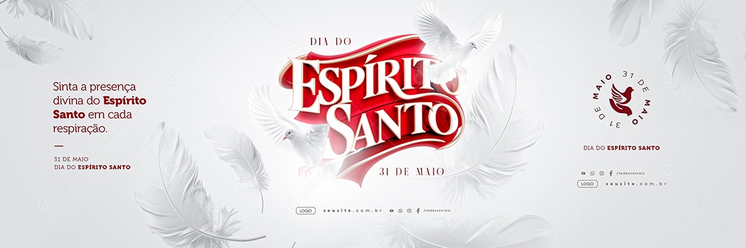 Carrossel Dia do Espirito Santo 31 de Maio Sinta Presença Divina Social Media PSD Editável