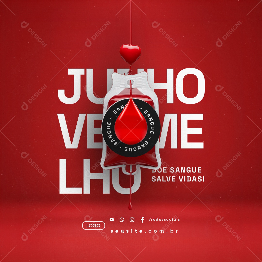 Junho Vermelho Doe Sangue Salve Vidas Social Media PSD Editável