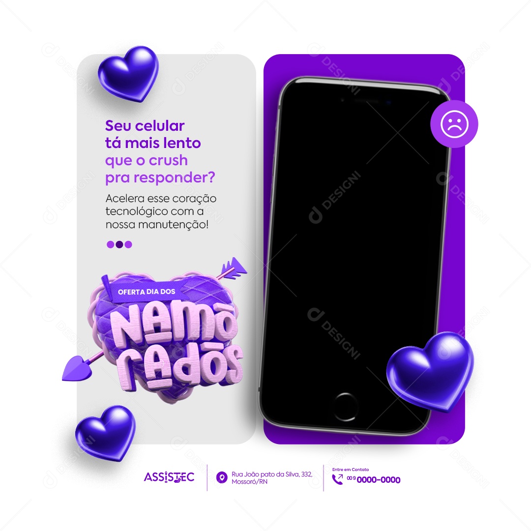 Assistência Técnica Oferta Dia dos Namorados Manutenção Social Media PSD Editável